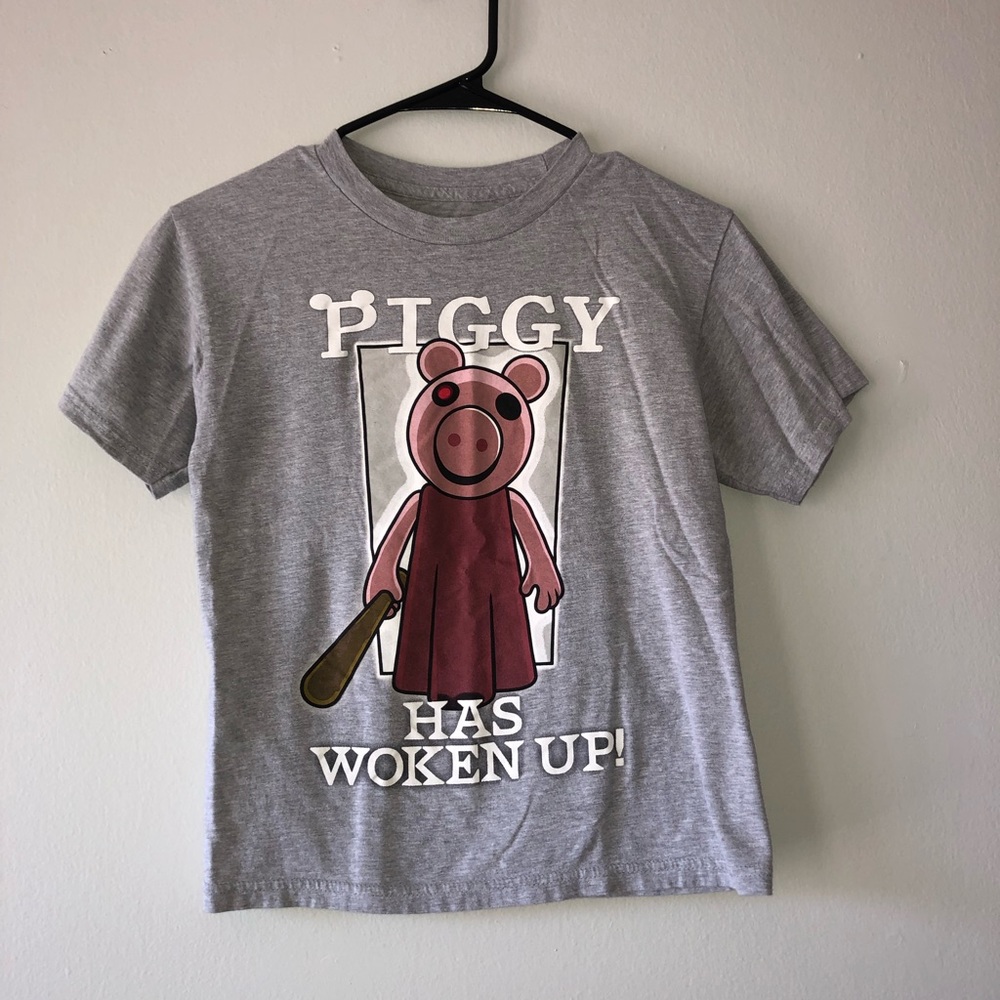 Roblox Piggy Has Woken Up Kids Small Gray T-shirt